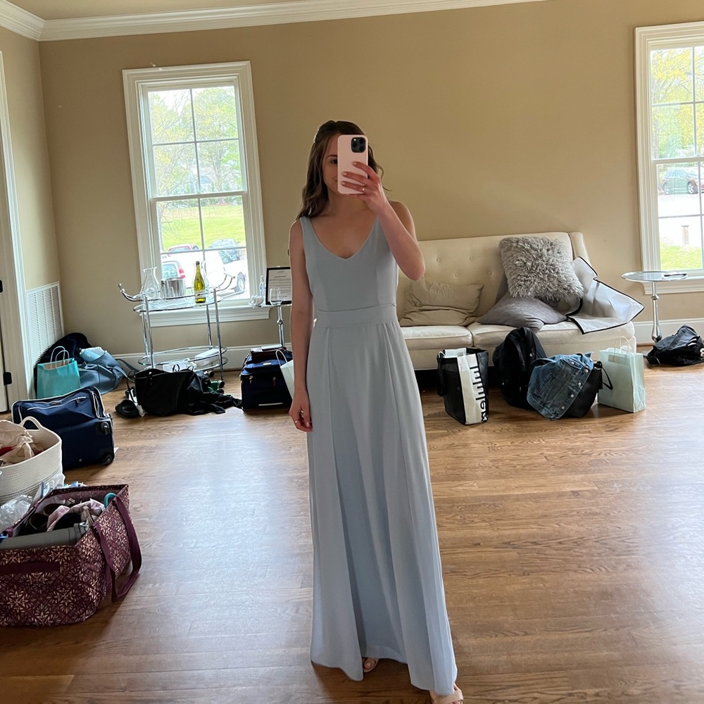 Jenn Maxi Dress in Steel Blue Chiffon - Show Me Your Mumu XS
